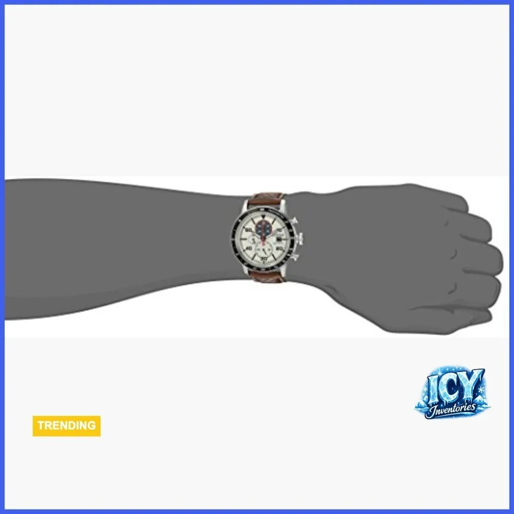 Stainless Steel Eco-Drive Chronograph Watch with Leather Strap